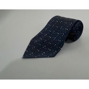 Charvet Place Vendome Navy Blue Silk Dot Dash Geometric Tie Made in France
